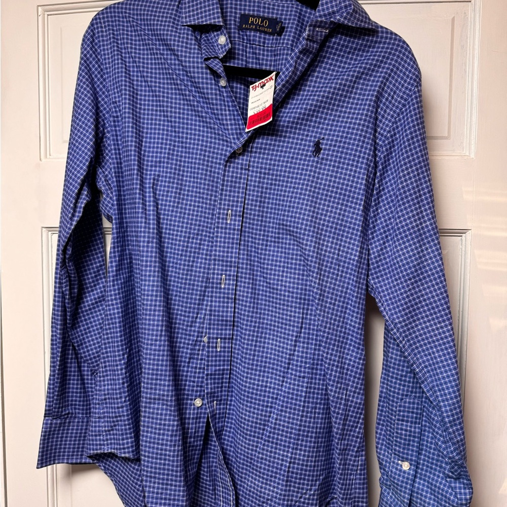 Polo by Ralph Lauren Men's Blue Checkered Shirt